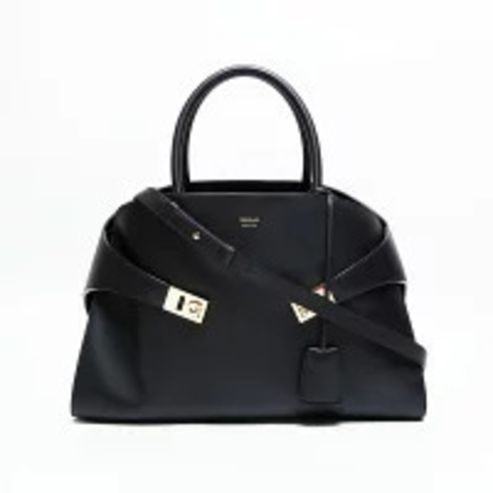 Salvatore Ferragamo Hug Leather Handbag Black